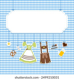 Square Hanging Icons Oktoberfest Green Brown Copy Space Diamond Pattern