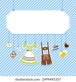 Square Hanging Icons Oktoberfest Green Brown Copy Space Diagonal Diamond Pattern