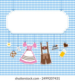 Square Hanging Icons Oktoberfest Pink Brown Copy Space Diamond Pattern