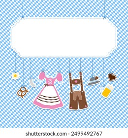 Square Hanging Icons Oktoberfest Pink Brown Copy Space Diagonal Diamond Pattern