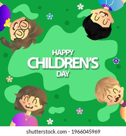Square happy childrens day illustration design