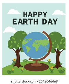square Happy Earth Day vector illustrations. Features nature scenes, globes, people planting and eco themes. Ideal for environmental awareness campaigns and social media.