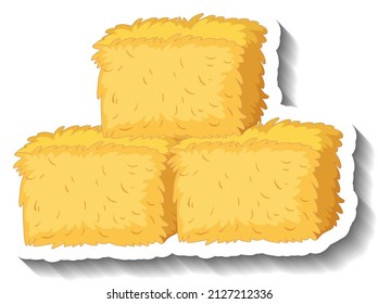 Square haystacks group on white background illustration