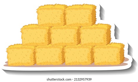 Square haystacks group on white background illustration
