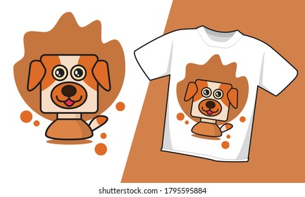 perro cabeza cuadrada, desafinamiento de camisetas, afiche y merchandising