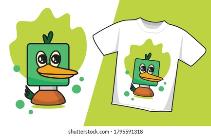 pato de cabeza cuadrada, diseño de camisetas, afiche y merchandising