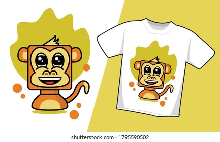 Square Head Monkey Tshirt Desain Poster Stock Vector (Royalty Free ...
