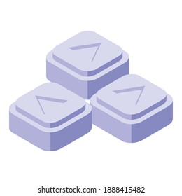 Das Symbol für quadratische Heiltabletten. Isometrisch aus quadratischen Heiltabletten Vektorsymbol für Webdesign einzeln auf weißem Hintergrund