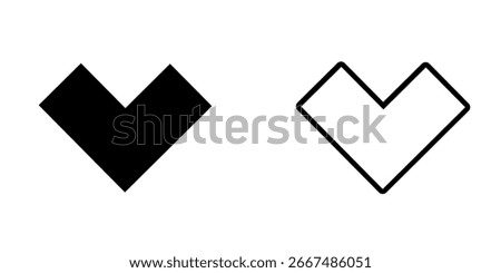 Square heart icon isolated on white background.