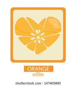 Square. heart. love orange vector illustration.