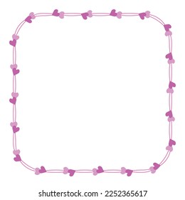 Square hearts frame. St. Valentine's Day design. Vector illustration.