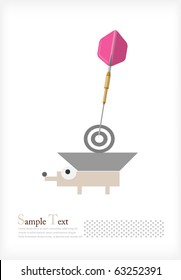 Square hedgehog with target and dart. Illustration