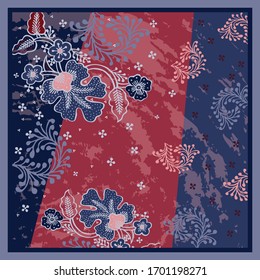 square hijab with abstract floral pattern design