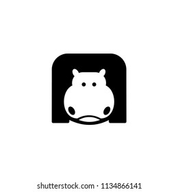 square hippo logo design