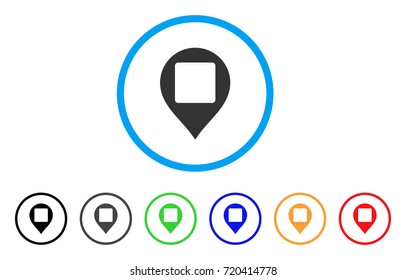 Square Hole Map Marker rounded icon. Style is a flat square hole map marker gray symbol inside light blue circle with black, gray, green, blue, red, orange variants.