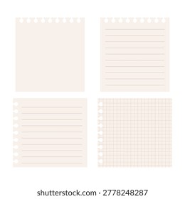 Square Hole Punched Brown Kraft Paper Notes Set for Notes, Background, Scrapbook and Journaling