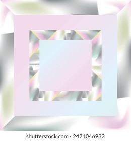 square Holographic pattern for print for fabric, scarf, shawl, carpet. Iridescent pattern background. Foil effect. Iridescent rainbow holograms. Vector pastel neon color design