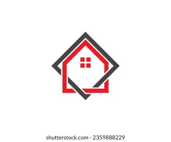 Square Home Logo Concept icon symbol sign Element Design. Realtor, Mortgage, House, Real Estate Logotype. Vector illustration template