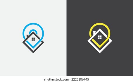 Square Home Pin Location Logo Bundle Set Concept icon sign symbol Element Design. House, Real Estate, Realtor, Mortgage Logotype. Vector illustration template