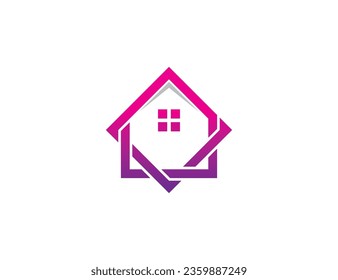 Square Home Real Estate Logo Concept icon sign symbol Element Design. Mortgage, Realtor, House Logotype. Vector illustration template