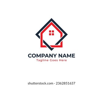 Square Home Real Estate Logo Concept symbol sign icon Element Design. Mortgage, Realtor, House Logotype. Vector illustration template