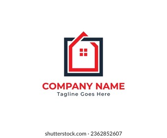 Square Home Real Estate Logo Concept icon symbol sign Element Design. Realtor, Mortgage, House Logotype. Vector illustration template