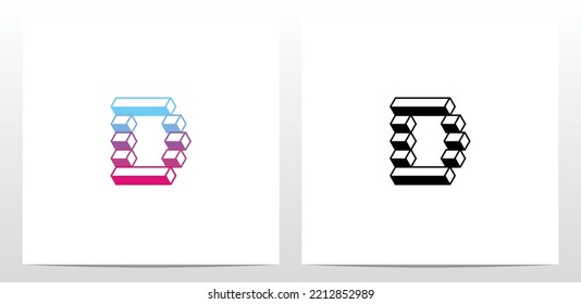 Quadratischer horizontaler Balkenbrief Logo Design D
