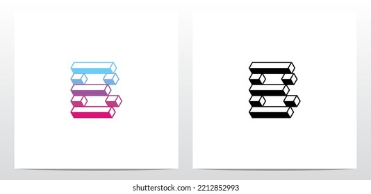 Square Horizontal Bar Letter Logo Design B