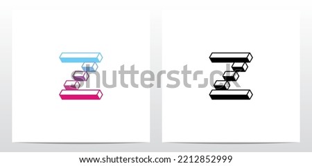 Square Horizontal Bar Letter Logo Design Z