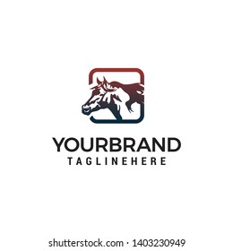 square horse logo design concept template vector