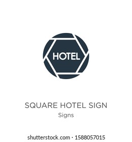 Square hotel sign icon vector. Trendy flat square hotel sign icon from signs collection isolated on white background. Vector illustration can be used for web and mobile graphic design, logo, eps10