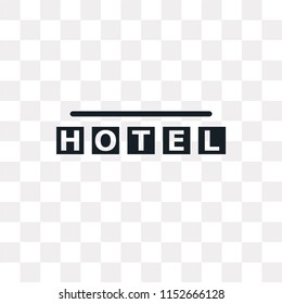 Square hotel vector icon isolated on transparent background, Square hotel logo concept