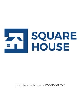 square house flat minimalist logo design