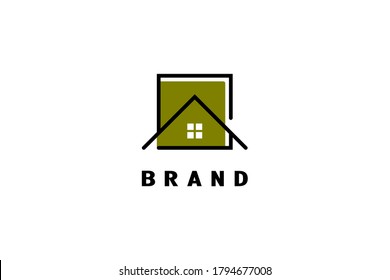 Square house Logo, Elegant and minimalist, vintage linear design concept, suitable for construction logo, property business, real estate, or wooden house logo.