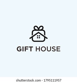 square house logo. gift icon