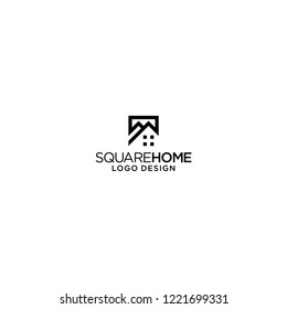 square house logo home rooftop vector icon 