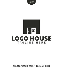 Square House logo vector illustration. Home logo template in flat design style