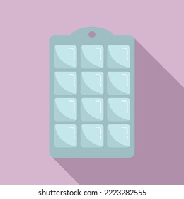 Square ice cube tray icon flat vector. Water container. Kitchen form