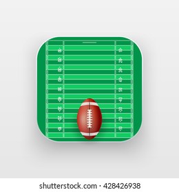 Square icon of American Football sport. Sporting field and ball. Vector Illustration isolated on background.