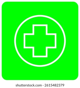 Square Icon with Circular Medical Cross for First Aid or Health Application – Transparent Background.