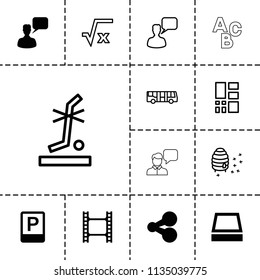 Square icon. collection of 13 square filled and outline icons such as chatting man, share, parking, airport bus, honeycomb. editable square icons for web and mobile.
