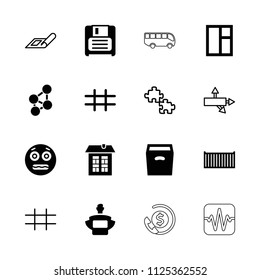 Square icon. collection of 16 square filled and outline icons such as window, shocked emoji, box, diskette, grid, plan, arrow. editable square icons for web and mobile.