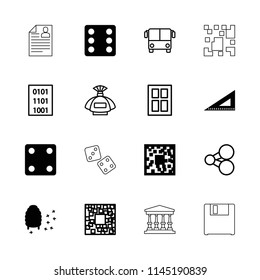 Square icon. collection of 16 square filled and outline icons such as dice, ruler, qr code, honeycomb, airport bus, window, perfume. editable square icons for web and mobile.