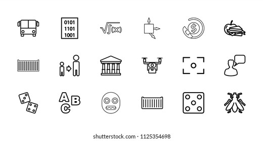 Square icon. collection of 18 square outline icons such as airport bus, fly, court, dice, chatting man, son and father, abc, dice. editable square icons for web and mobile.