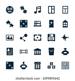 Square icon. collection of 25 square filled icons such as aid post, court, parcel, window, perfume, resume, shocked emoji, dice. editable square icons for web and mobile.