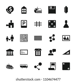 Square icon. collection of 25 square filled icons such as court, window, ruler, family photo, sandwich and apple, grid, parking. editable square icons for web and mobile.