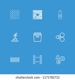 Square icon. collection of 9 square outline icons such as qr code, abc, share, no standing nearby, box, movie tape, labyrinth, milk. editable square icons for web and mobile.