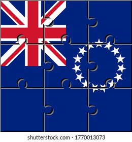 square icon with cook isladns flag made with jigsaw puzzle pieces