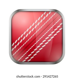 Square icon for cricket sports application or games. Illustration of sporting field and play button. 