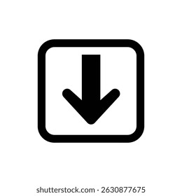 Square Icon with Down Arrow Embedded Representing Decrease